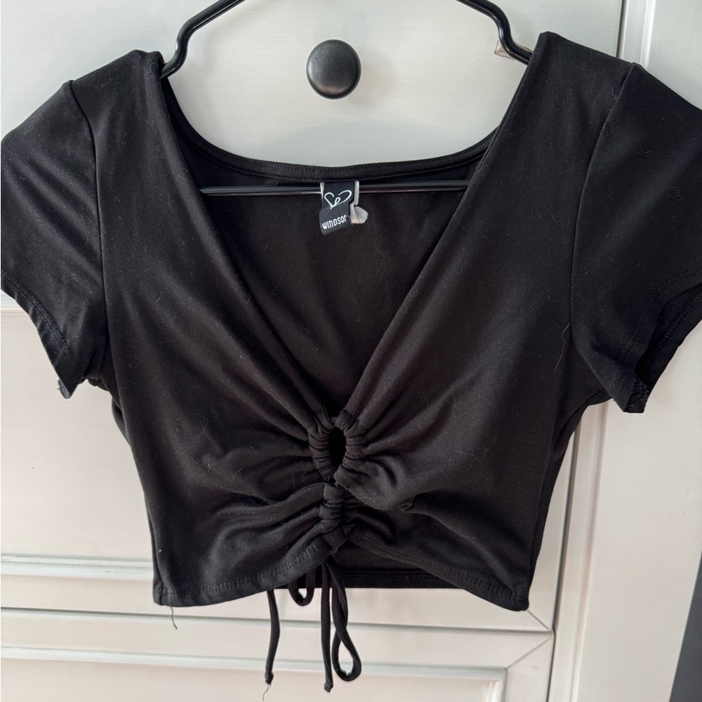 Windsor Black Ruched Crop Top